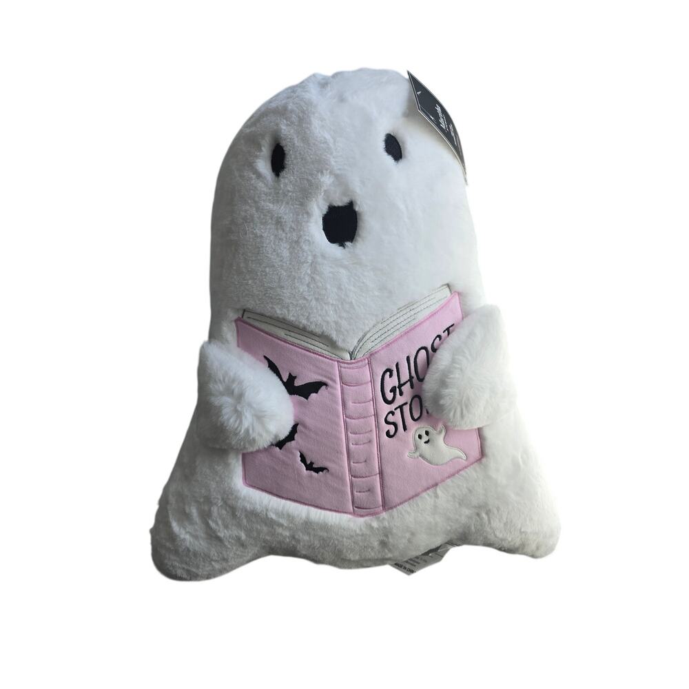 Martha Stewart Halloween Ghost Reading Ghost Stories Plush Pillow 20" NWT